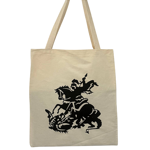 Bolsa Ecobag Crua 100% Algodão Reutilizável | Estampa "São jorge. Preto"
