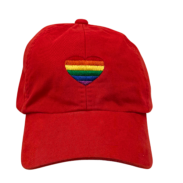 Boné Bordado Ajustável Identidade Carioca – "Coração Lgbt " (Vermelho)