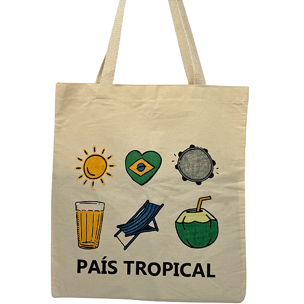 Bolsa Ecobag 100% algodão estampa PAÍS TROPICAL (Pintada a Mão)