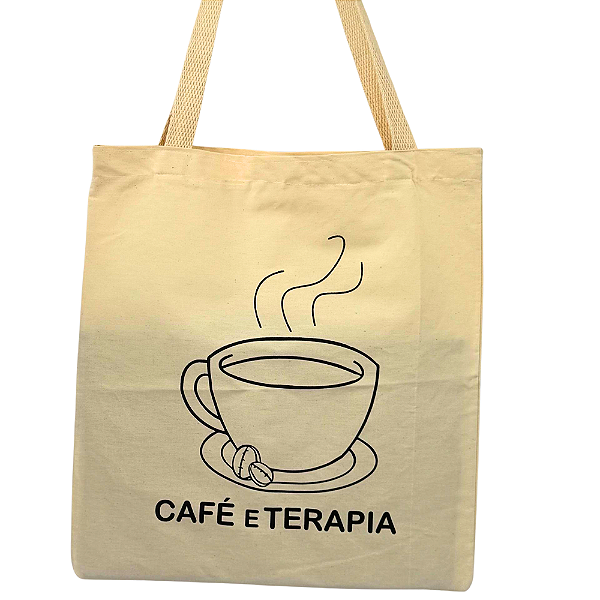 Bolsa Ecobag  100% algodão estampa Café e terapia