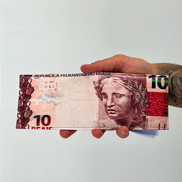 Carteira Compacta Estampa Cédula 10 Reais