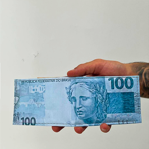 Carteira Compacta Estampa Cédula 100 Reais