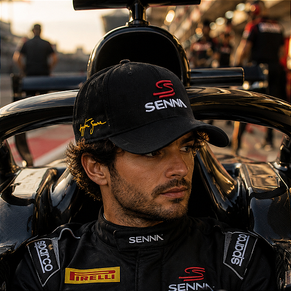 Boné Bordado Ajustável LEGACY SENA PRETO Retrô Racing Estilo Fórmula 1 Unissex