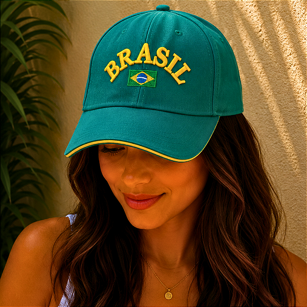 Boné Bordado Ajustável Identidade Carioca – "Copa Brasil" (Verde)