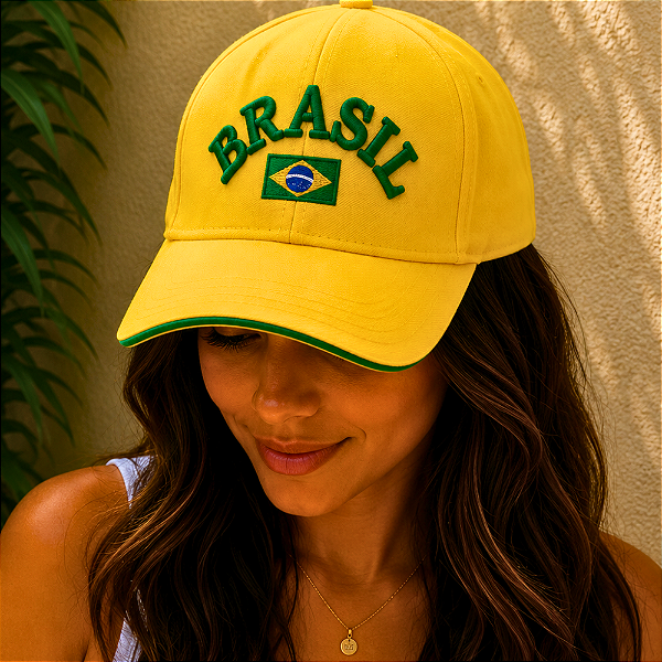 Boné Bordado Ajustável Identidade Carioca – "Copa Brasil" (Amarelo)