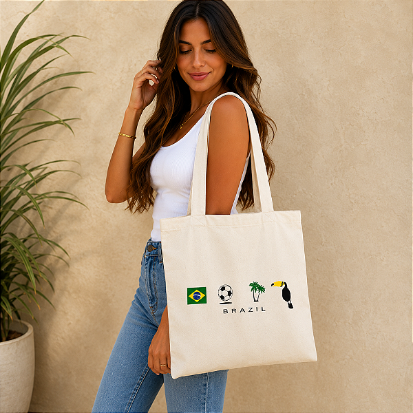 Bolsa Ecobag 100% algodão Estampa "Brazil Tropical"