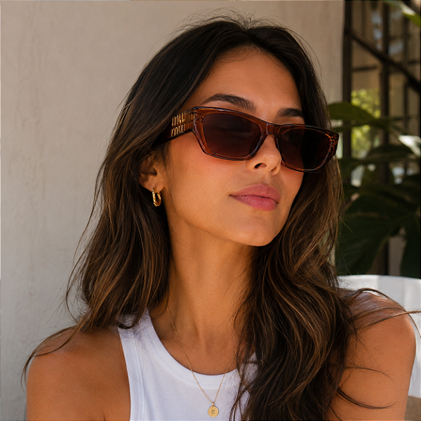 Óculos Retrô Feminino Fashion mw mw (MARROM)