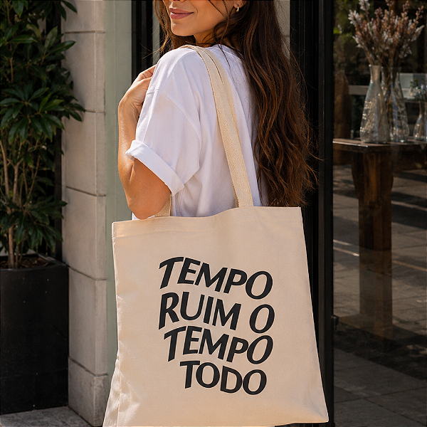 Bolsa Ecobag 100% algodão Estampa Tempo ruim o Tempo todo