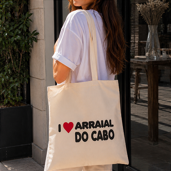 Bolsa Ecobag 100% algodão Estampa I love Arraial do cabo