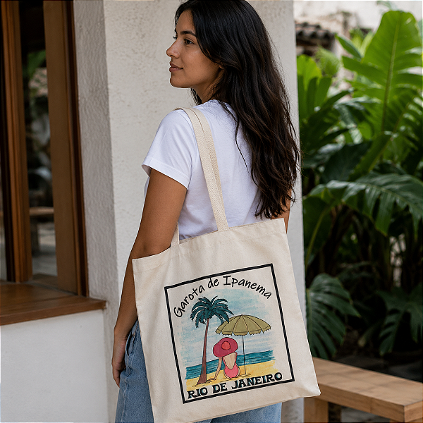 Bolsa Ecobag  100% algodão Estampa Garota de Ipanema( Pintada a mão)