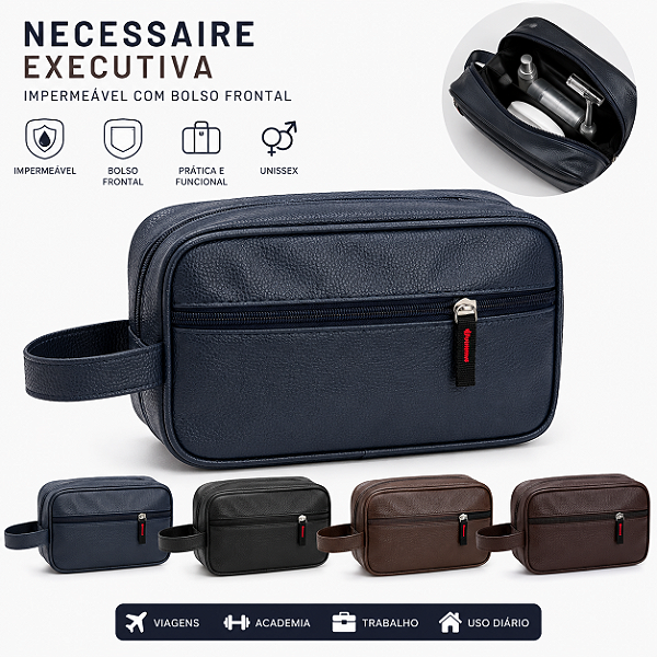 Necessaire Executiva Impermeável com Bolso Frontal