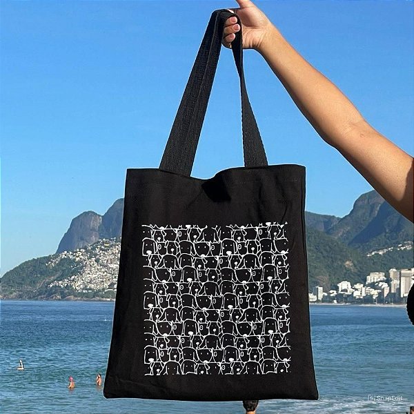 Bolsa Ecobag PRETA 100% algodão Cachorros