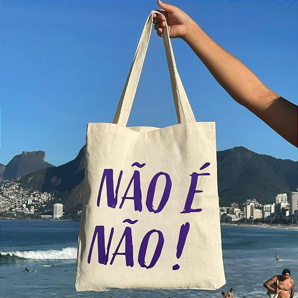 Bolsa Ecobag 100% algodão Não é Não (Roxo)