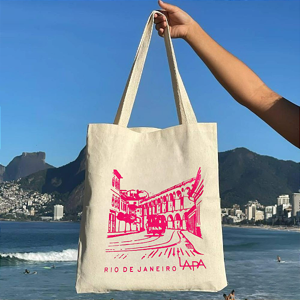 Bolsa Ecobag 100% algodão Lapa Rj (Rosa)