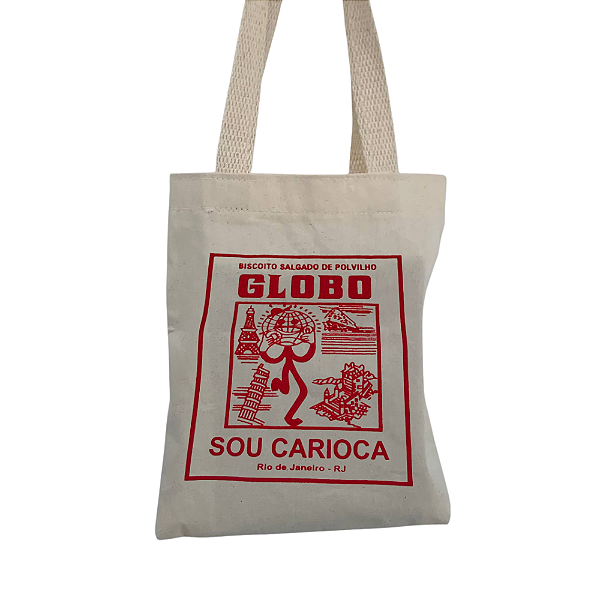 Bolsa Feminina Mini  Ecobag  100% algodão Estampa Globo vermelho