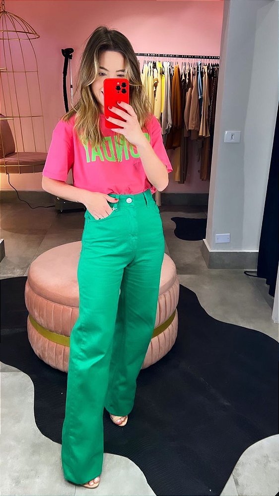 Calça Wideleg verde