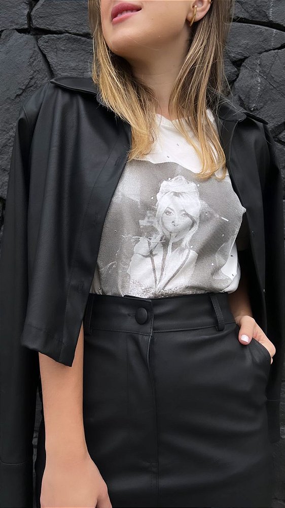 Camisa Cropped Couro