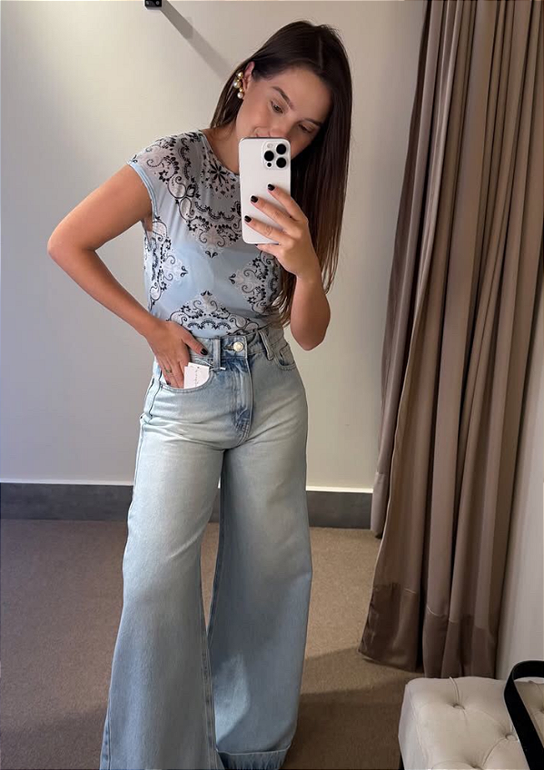 Calça Jeans Pantalona Celine