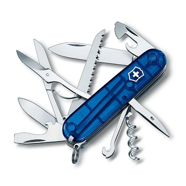 Canivete De Bolso Médio Victorinox Huntsman Azul Translúcido