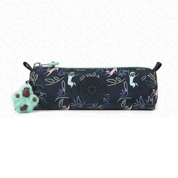 Estojo Kipling Freedom Estampado Jungle Monkeys Ciano
