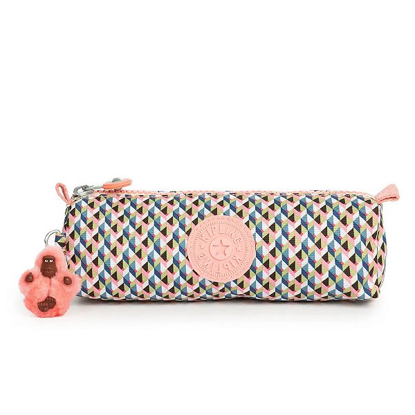 Estojo Kipling Penal Freedom Estampado Girly Geo Rosa