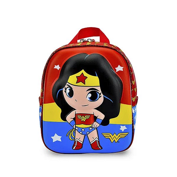 Mochila Infantil MaxToy Super Friends Mulher Maravilha