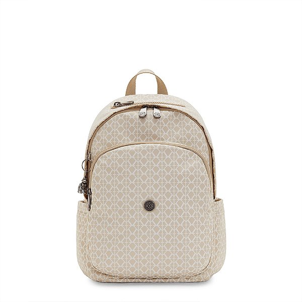 Mochila Kipling Delia 16L Estampado Signature Beige