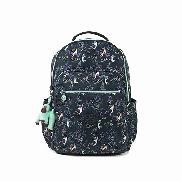 Mochila Kipling Seoul 27L Estampada Jungle Monkeys