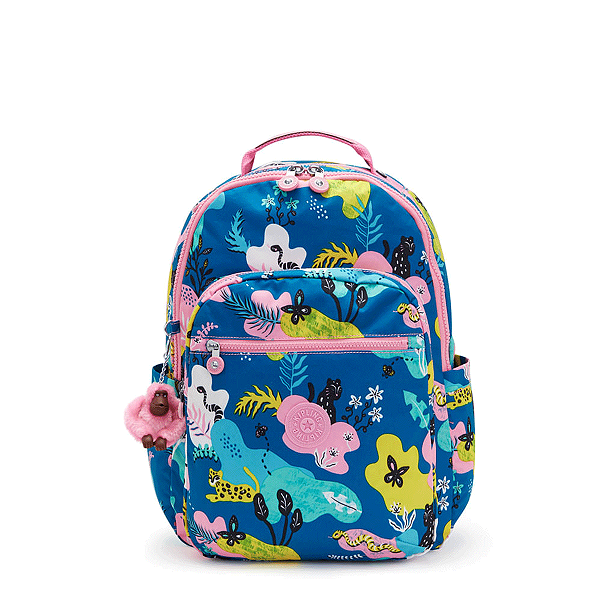 Mochila Kipling Seoul 27L Jungle Island Azul