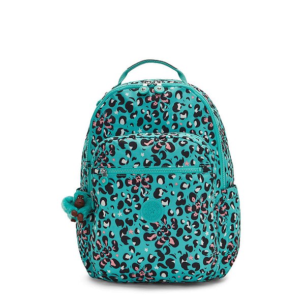 Mochila Kipling Seoul 27L Leopard Flower Verde