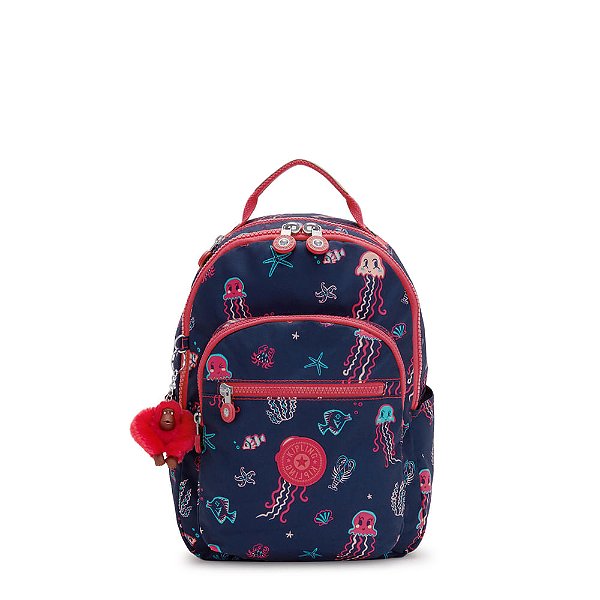 Mochila Kipling Seoul S 14L Estampado Azul Marinho