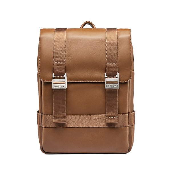 Mochila De Couro Nordweg Para Notebook Dolomitas Caramelo