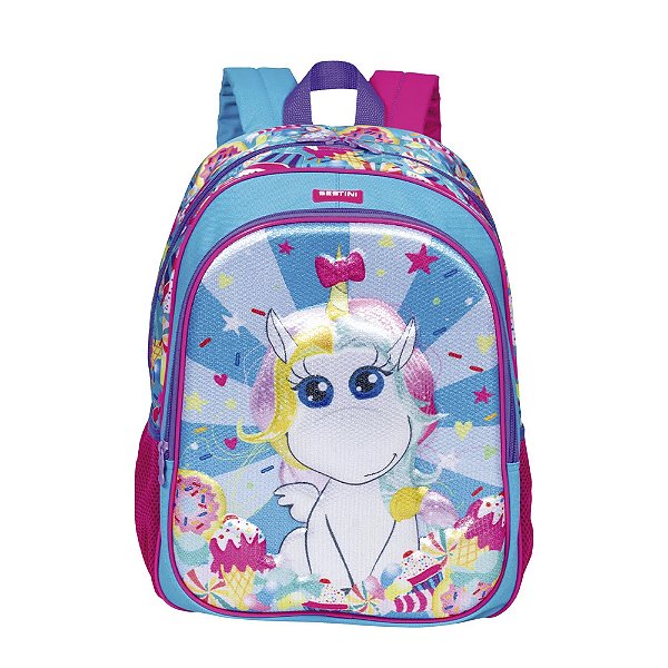 Mochila Sestini 20X Unicórnio 16 Litros Azul