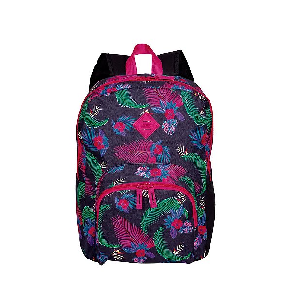 Mochila Sestini Estampada Floral Happy Neon Rosa