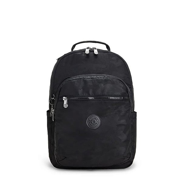 Mochila Kipling Seoul 27 Litros Estampada Black Camo Preto