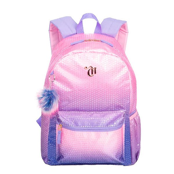 Mochila Sestini Capricho Paetê 20 Litros Rosa