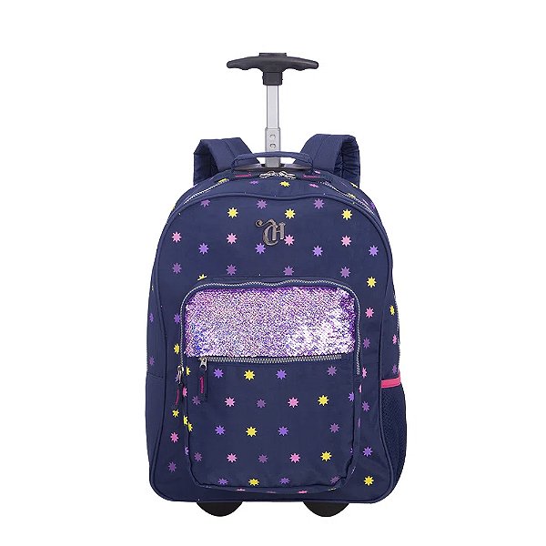 Mochila Sestini Com Carrinho Capricho Estrelas Azul Marinho