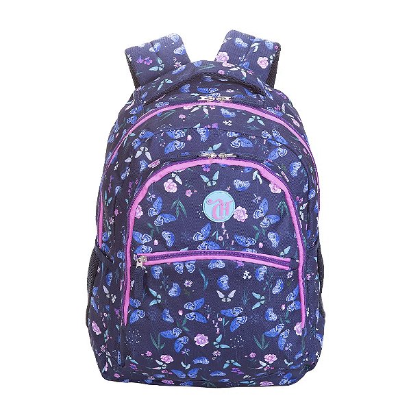 Mochila Sestini 2 Compartimentos Capricho Student Borboletas