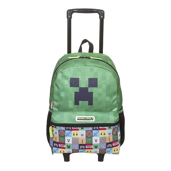 Mochila Sestini Com Rodinha Minecraft M Plus Pixels Verde