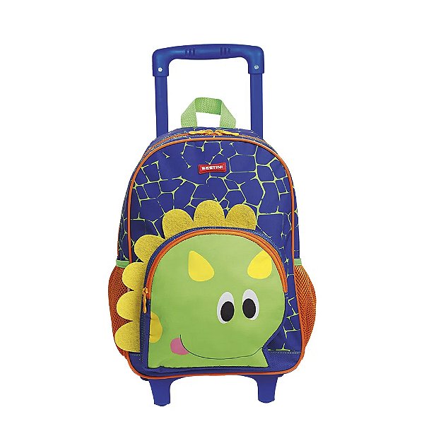 Mochila Sestini Com Rodinhas Média Kids X Dino 2 Azul