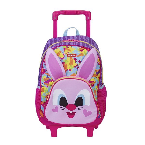 Mochila Sestini Com Carrinho Kids X Coelho Rosa