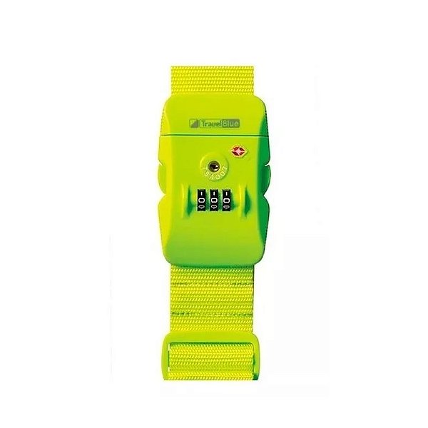 Cinta Para Bagagem Travel Blue Com Combinação TSA Verde