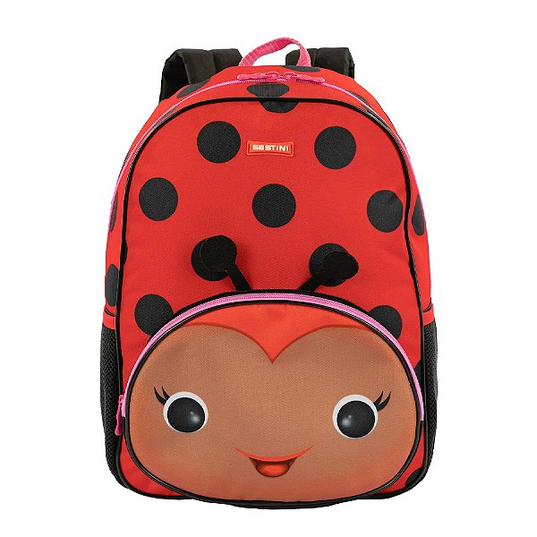 Mochila Sestini Escolar Kids Joaninha Média Vermelho
