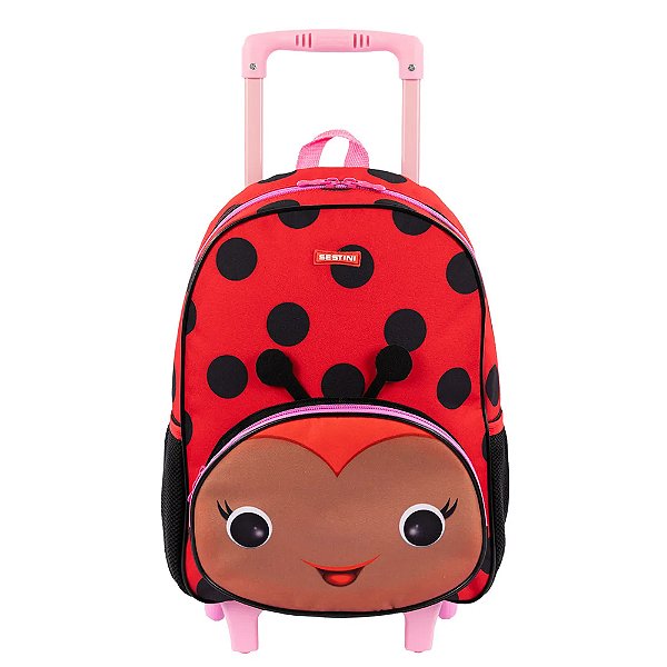 Mochila Sestini Com Rodinhas Escolar Kids Joaninha Vermelho