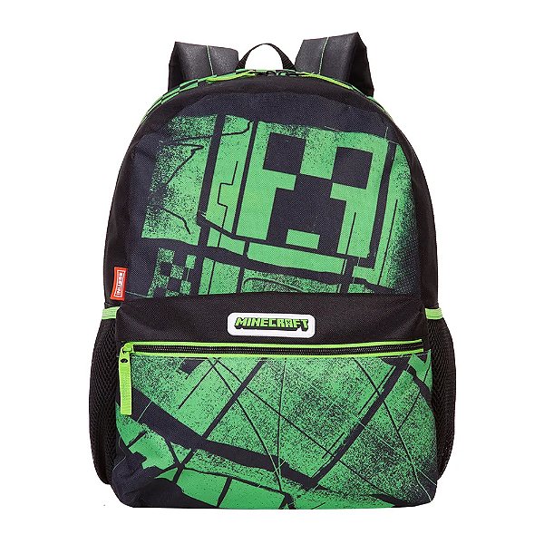 Mochila Sestini Escolar Minecraft Acid Creeper Grande Verde