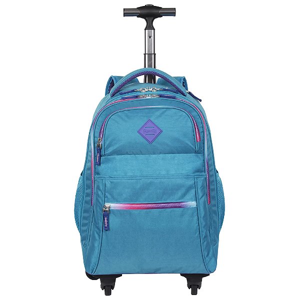 Mochila Sestini Com Rodinhas 4 Rodas Rolling Azul Caribe