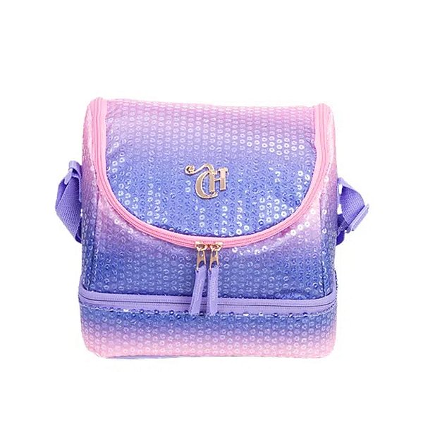 Lancheira Sestini 2 Compartimentos Capricho Paetê Rosa Lilás