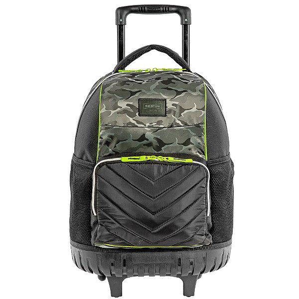 Mochila Sestini Com Rodinhas Escolar Verde Camuflado