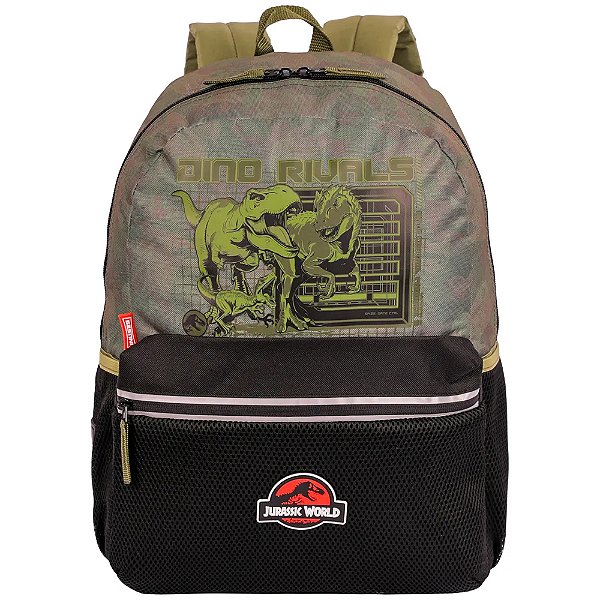 Mochila Sestini Escolar Jurassic Rivals Plus Verde
