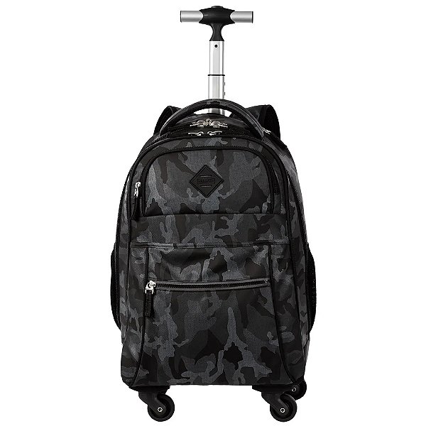 Mochila Sestini Com Carrinho 4 Rodas Rolling Camuflado Cinza